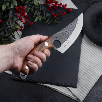 Incredibly ergonomic HITO knife with hand made leather sheath, inspired by Japanese culture